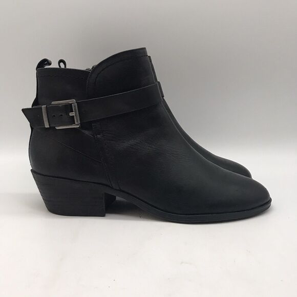 Vince Camuto VP-Peamer Ankle Bootie Women's 8.5M Black Leather Buckle Side Zip - Picture 1 of 14